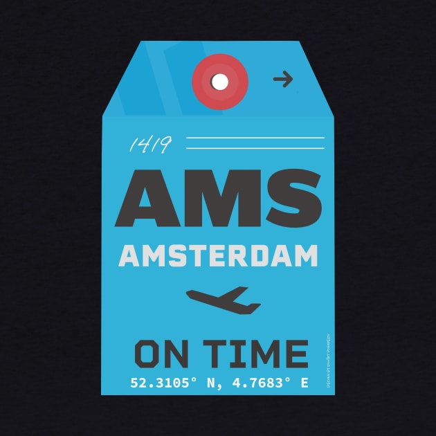 AMS Amsterdam luggage tag style blue by Woohoo